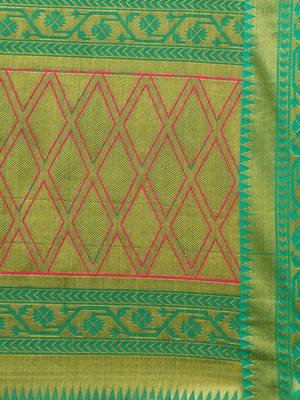 Blue Woven Art Silk Saree With Blouse 5