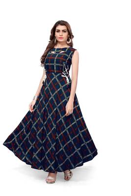 Blue printed rayon kurti 1