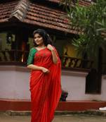 Red embroidered pure uppada silk designer saree with blouse