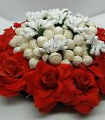 Red & white flower hair juda