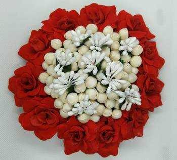 Red & white flower hair juda 2