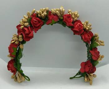 Red & gold flower hair veni 2