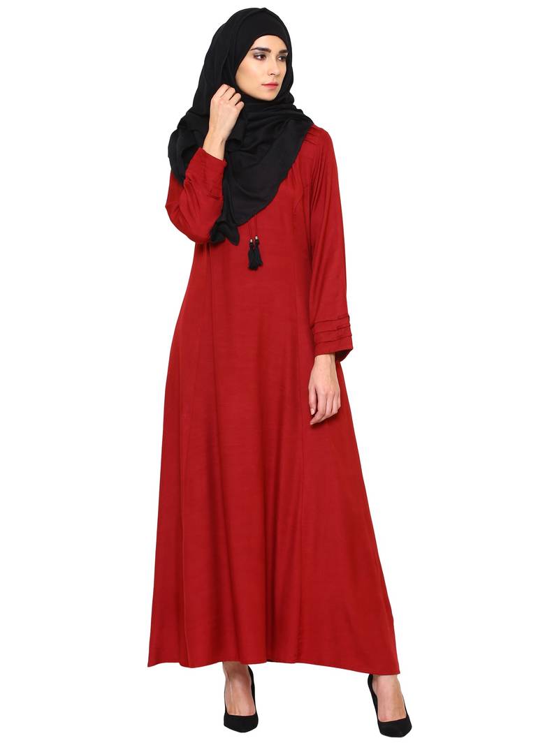 Nasfir Boho Abaya Maroon