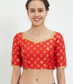 JustB Crushed Brocade Red With Gold Padded Blouse