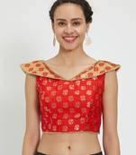 JustB Crushed Brocade Red With Gold Padded Blouse