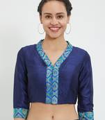 JustB Blue Dupion With Brocade Padded Blouse