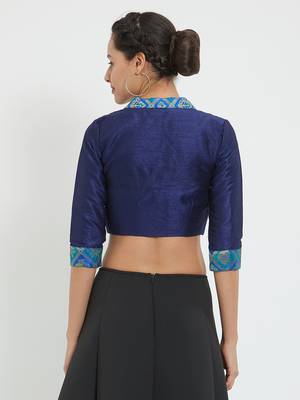 JustB Blue Dupion With Brocade Padded Blouse 2