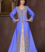 Blue embroidered georgette islamic kaftans With Sun-proof hijab.