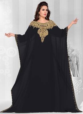 Black embroidered georgette islamic kaftans 1