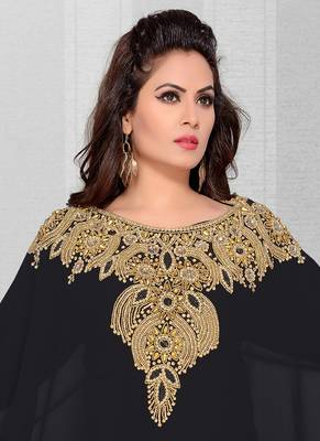 Black embroidered georgette islamic kaftans 2