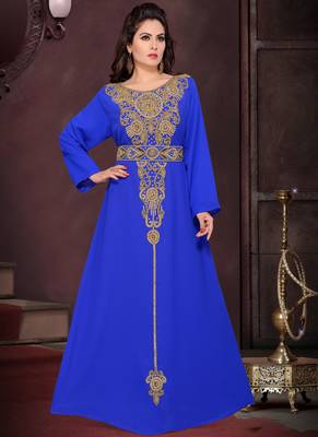 Blue embroidered georgette islamic kaftans 1