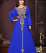 Blue embroidered georgette islamic kaftans