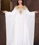 Off white embroidered georgette islamic kaftans
