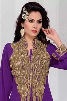 Purple embroidered georgette islamic kaftans With Sun-proof hijab