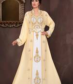 Yellow embroidered georgette islamic kaftans