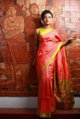 Blue hand woven pure kanjivaram silk designer saree with blouse 1