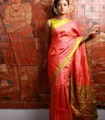 Blue hand woven pure kanjivaram silk designer saree with blouse