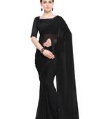 Black Plain Chiffon Saree With Blouse