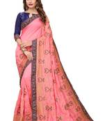 Pink Embroidered Silk Saree With Blouse
