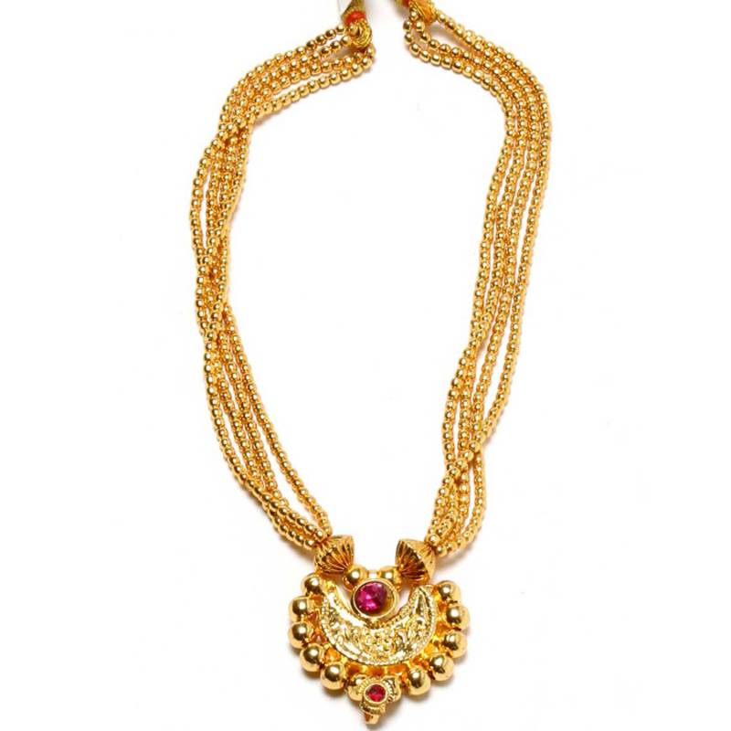 Crystal Yellow Gold Alloy Combo Pack Of 2 Necklace KALAPURI 374179