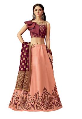 Peach Color Silk Designer Lehenga Choli 1