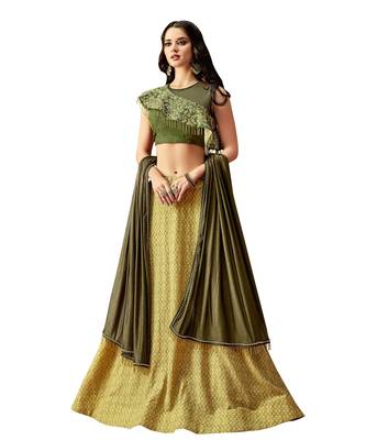 Yellow Color Satin Designer Lehenga Choli 1