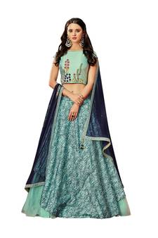 Blue Color Silk Designer Semi  Stitched Lehenga Choli