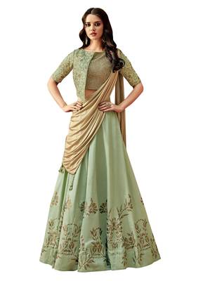 Green Color Silk Designer Lehenga Choli 1