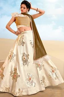 Cream Color Silk Designer Lehenga Choli