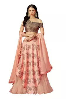 Peach Color Silk Designer Lehenga Choli