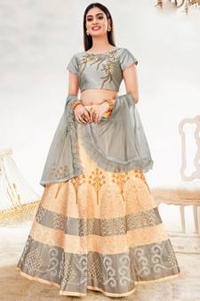 Cream Color Silk Designer Lehenga Choli