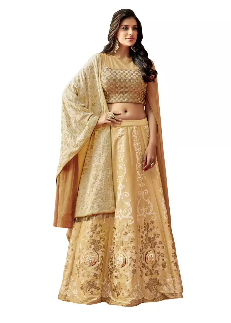 Beige Color Silk Designer Lehenga Choli