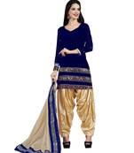 Navy-blue embroidered velvet salwar with dupatta