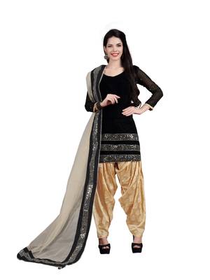 Black embroidered velvet salwar with dupatta 1