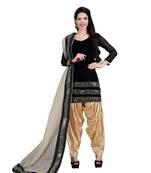 Black embroidered velvet salwar with dupatta