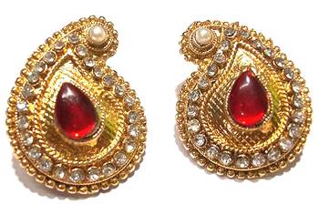 Golden Maroon kundan tops earring 1