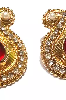 Golden Maroon kundan tops earring