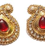 Golden Maroon kundan tops earring