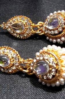 White Stone pearl jhumka earring