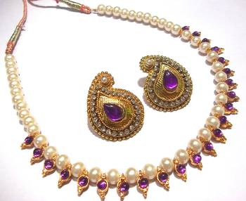 Purple kundan mango necklace set 1