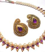Purple kundan mango necklace set