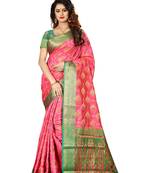 Baby pink woven patola saree with blouse