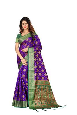 Purple woven patola saree with blouse 2