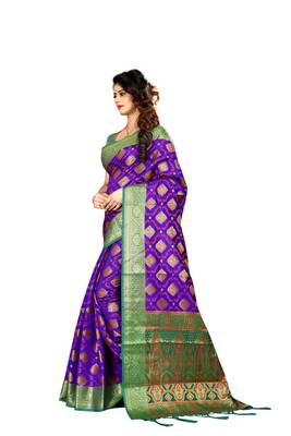 Purple woven patola saree with blouse 3