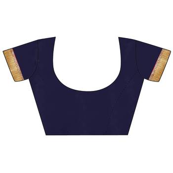 Navy Blue Embroidered Georgette Saree With Blouse 2