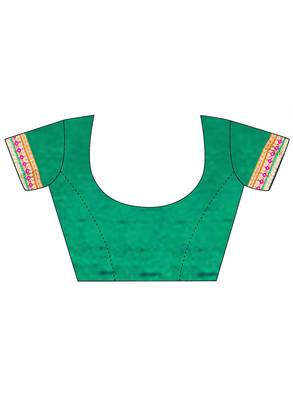 Green Embroidered Georgette Saree With Blouse 2