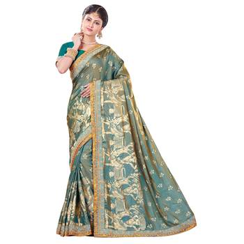 Royal Blue Woven Silk Saree With Blouse 1
