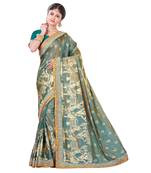 Royal Blue Woven Silk Saree With Blouse