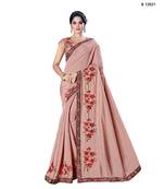 Light Pink Embroidered Silk Saree With Blouse