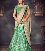 Womens Green Party Wear embroidery zardosi handwork fancy lehenga.